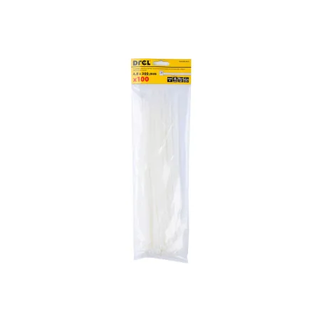 Opaski zaciskowe 4.8 x 300 mm, nylonowe, białe, 100 szt.