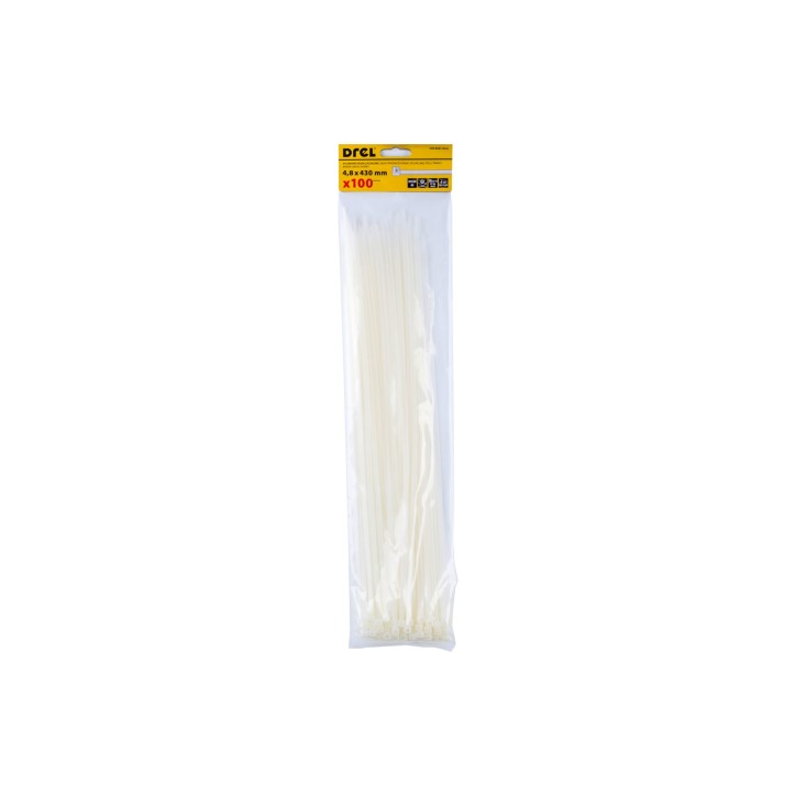 Opaski zaciskowe 4.8 x 430 mm, nylonowe, białe, 100 szt. Opaski zaciskowe 4.8 x 430 mm, nylonowe, białe, 100 szt.