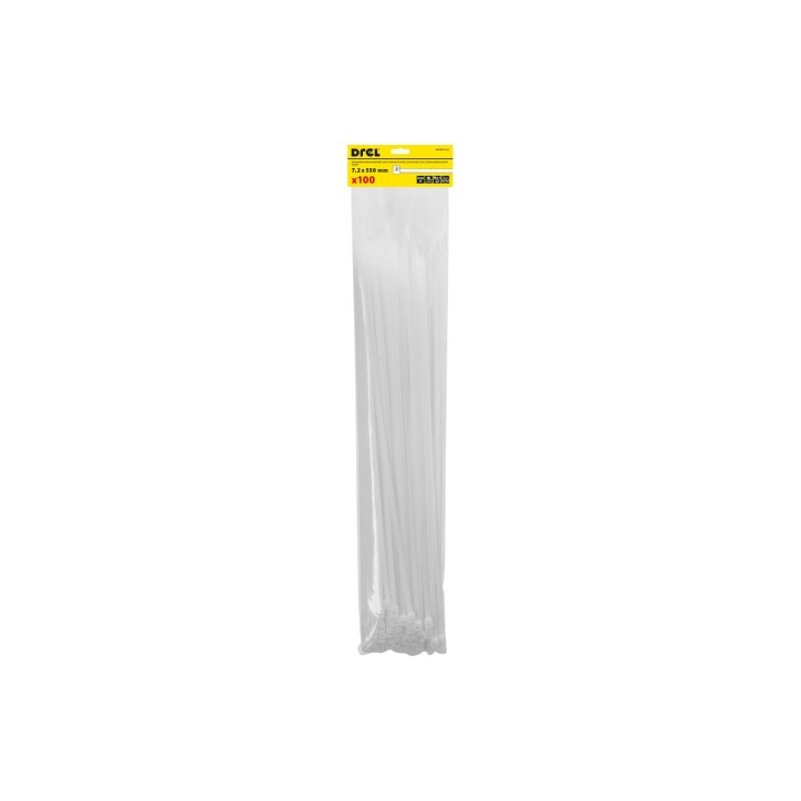 Opaski zaciskowe 7.2 x 550 mm, nylonowe, białe, 100 szt.