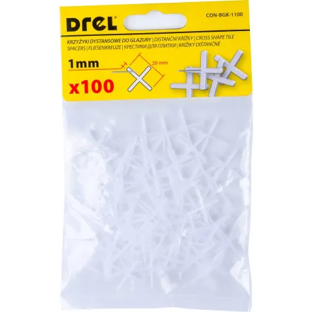 Krzyżyki do glazury 1.0 mm, białe, 100 szt.