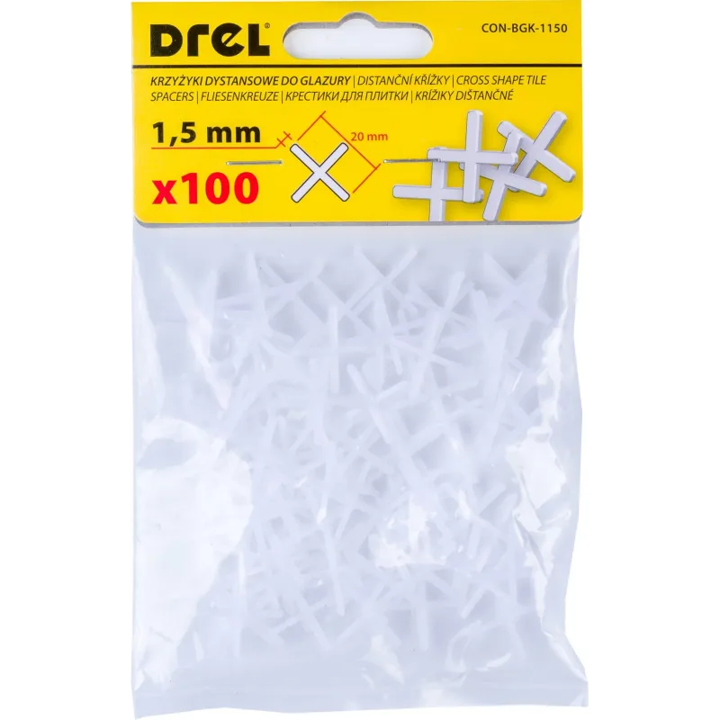 Krzyżyki do glazury 1.5 mm, białe, 100 szt. Krzyżyki do glazury 1.5 mm, białe, 100 szt.