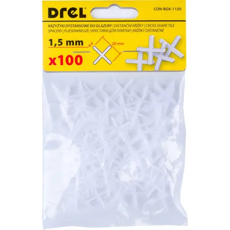 Krzyżyki do glazury 1.5 mm, białe, 100 szt.