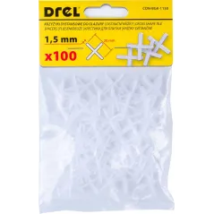 Krzyżyki do glazury 1.5 mm, białe, 100 szt.
