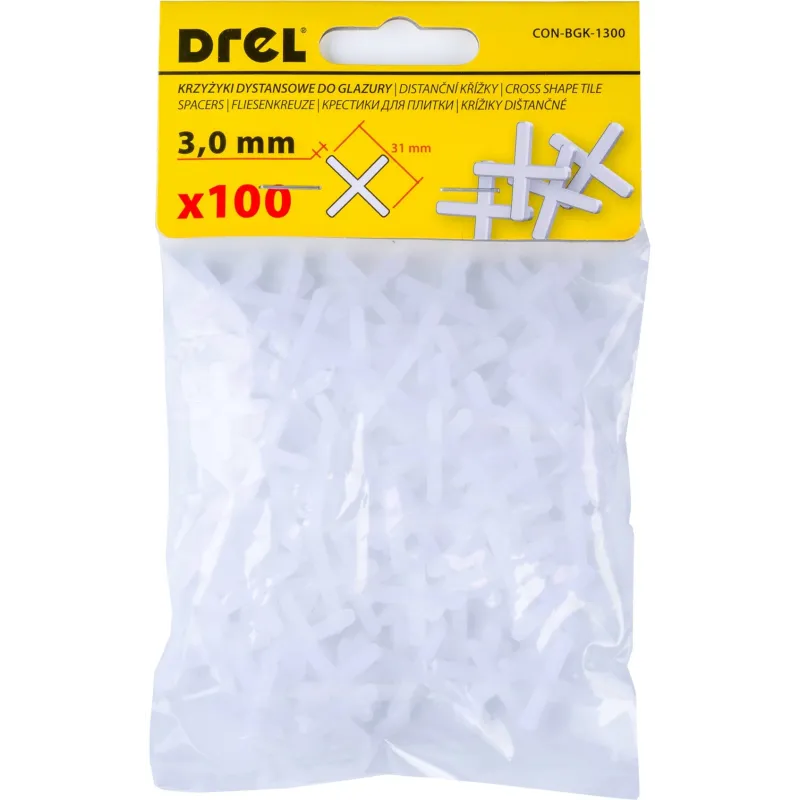 Krzyżyki do glazury 3.0 mm, białe, 100 szt. Krzyżyki do glazury 3.0 mm, białe, 100 szt.