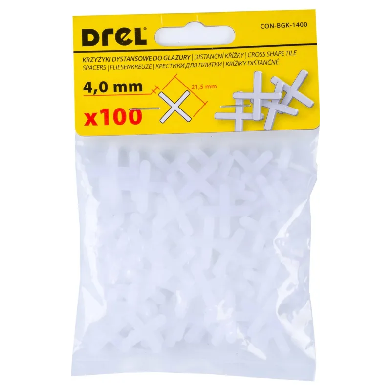 Krzyżyki do glazury 4.0 mm, białe, 100 szt. Krzyżyki do glazury 4.0 mm, białe, 100 szt.