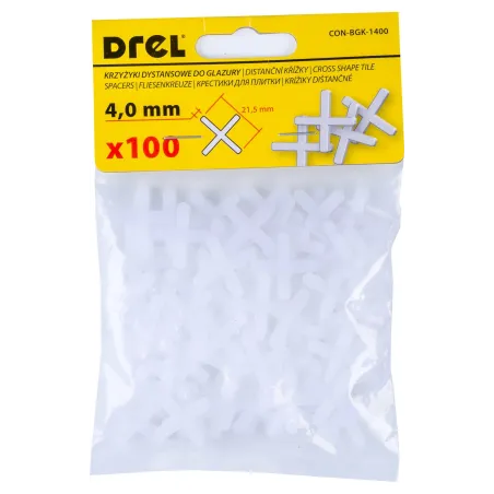 Krzyżyki do glazury 4.0 mm, białe, 100 szt.