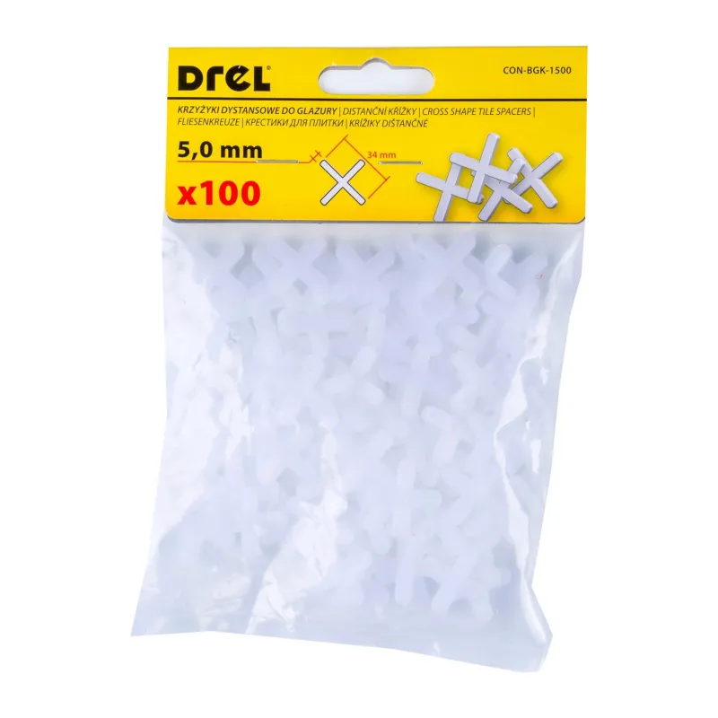 Krzyżyki do glazury 5.0 mm, białe, 100 szt.
