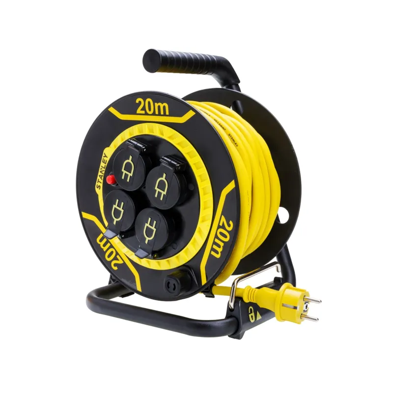 Przedłużacz bębnowy 20 m, 3 x 1.5 mm, 16 A, cztery gniazda, IP44, z uziemieniem