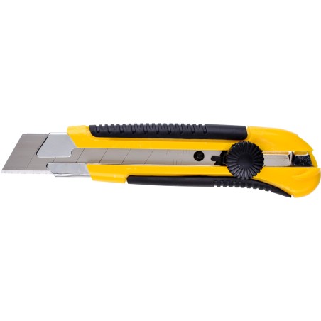 Nóż z ostrzem łamanym 25 mm, plastikowy korpus, metalowa prowadnica