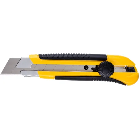 Nóż z ostrzem łamanym 25 mm, plastikowy korpus, metalowa prowadnica