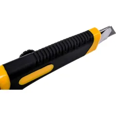 Nóż z ostrzem łamanym 18 mm, plastikowy korpus, metalowa prowadnica