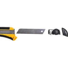 Nóż z ostrzem łamanym 18 mm, plastikowy korpus, metalowa prowadnica