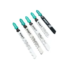 Zestaw brzeszczotów do wyrzynarek z uchwytem typu "T", do drewna, metalu, PVC, 5 szt.