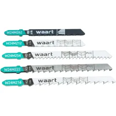 Zestaw brzeszczotów do wyrzynarek z uchwytem typu "T", do drewna, metalu, PVC, 5 szt.