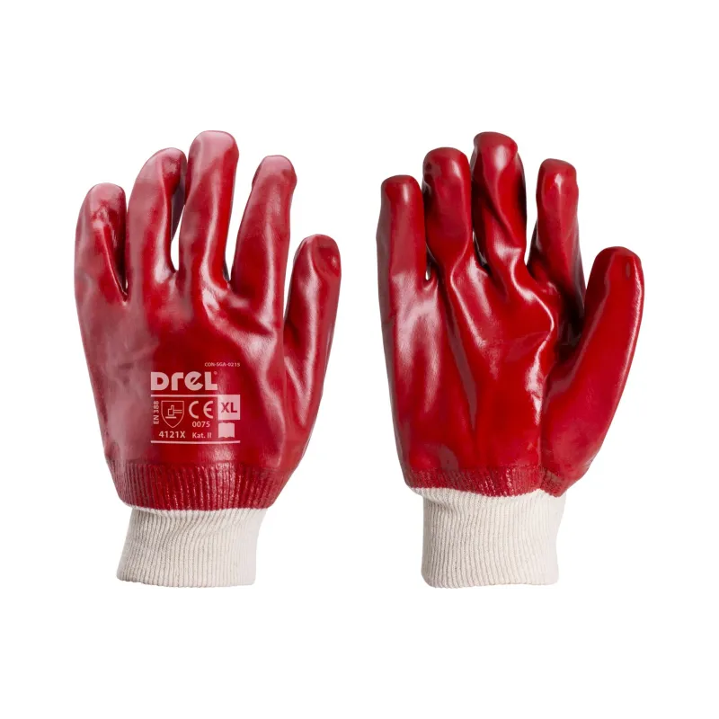 Rękawice powlekane PVC, rozmiar 10, zakończone ściągaczem