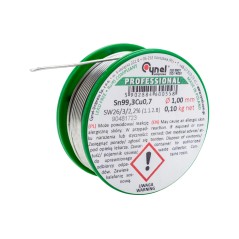 Spoiwo lutownicze bezołowiowe 1.0 mm, 100 g, Sn99.3Cu0.7, topnik SW26, szpulka