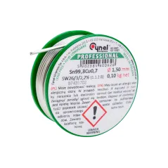 Spoiwo lutownicze bezołowiowe 1.5 mm, 100 g, Sn99.3Cu0.7, topnik SW26, szpulka