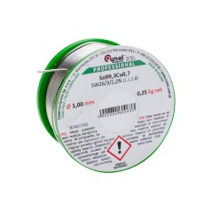 Spoiwo lutownicze bezołowiowe 1.0 mm, 250 g, Sn99.3Cu0.7, topnik SW26, szpulka