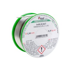 Spoiwo lutownicze bezołowiowe 1.5 mm, 250 g, Sn99.3Cu0.7, topnik SW26, szpulka