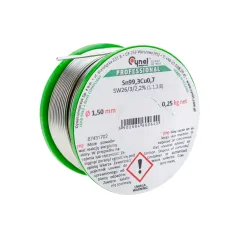 Spoiwo lutownicze bezołowiowe 1.5 mm, 250 g, Sn99.3Cu0.7, topnik SW26, szpulka