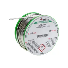 Spoiwo lutownicze bezołowiowe 2.0 mm, 250 g, Sn99.3Cu0.7, topnik SW26, szpulka