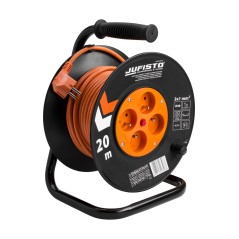 Przedłużacz bębnowy 20 m, 3 x 1 mm2, 700 W, cztery gniazda, zabezpieczenie termiczne, pomarańczowy, PVC, z uziemieniem