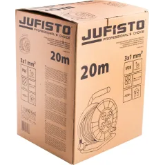 Przedłużacz bębnowy 20 m, 3 x 1 mm2, 700 W, cztery gniazda, zabezpieczenie termiczne, pomarańczowy, PVC, z uziemieniem