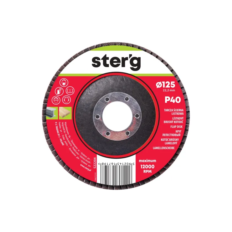 Ściernica listkowa 125 x 22.2 mm, P40