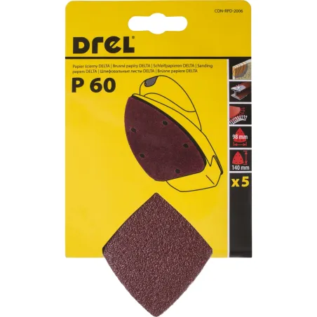 Papiery ścierne delta na rzep 98 x 140 mm, P60, 5 szt.