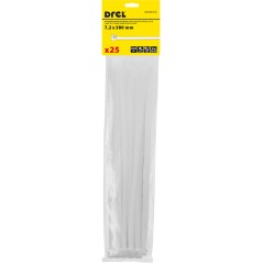Opaski zaciskowe 7.2 x 380 mm, nylonowe, białe, 25 szt.