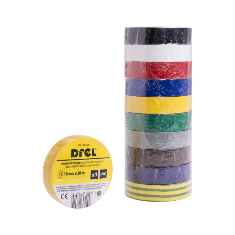 Taśmy izolacyjne 0.18 x 19 mm, 20 m, kolorowe, 10 szt.