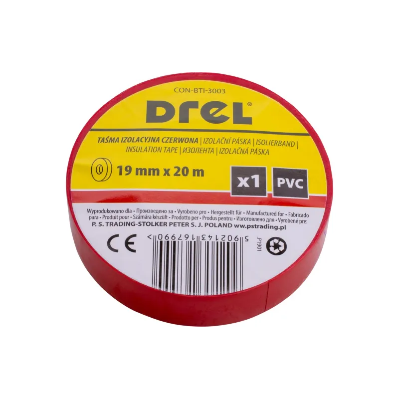 Taśma izolacyjna 0.18 x 19 mm, 20 m, czerwona Taśma izolacyjna 0.18 x 19 mm, 20 m, czerwona