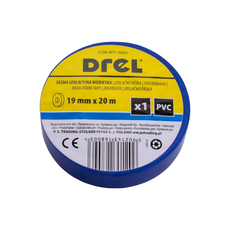 Taśma izolacyjna 0.18 x 19 mm, 20 m, niebieska Taśma izolacyjna 0.18 x 19 mm, 20 m, niebieska