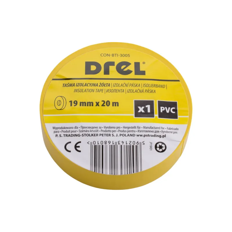 Taśma izolacyjna 0.18 x 19 mm, 20 m, żółta