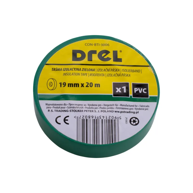 Taśma izolacyjna 0.18 x 19 mm, 20 m, zielona