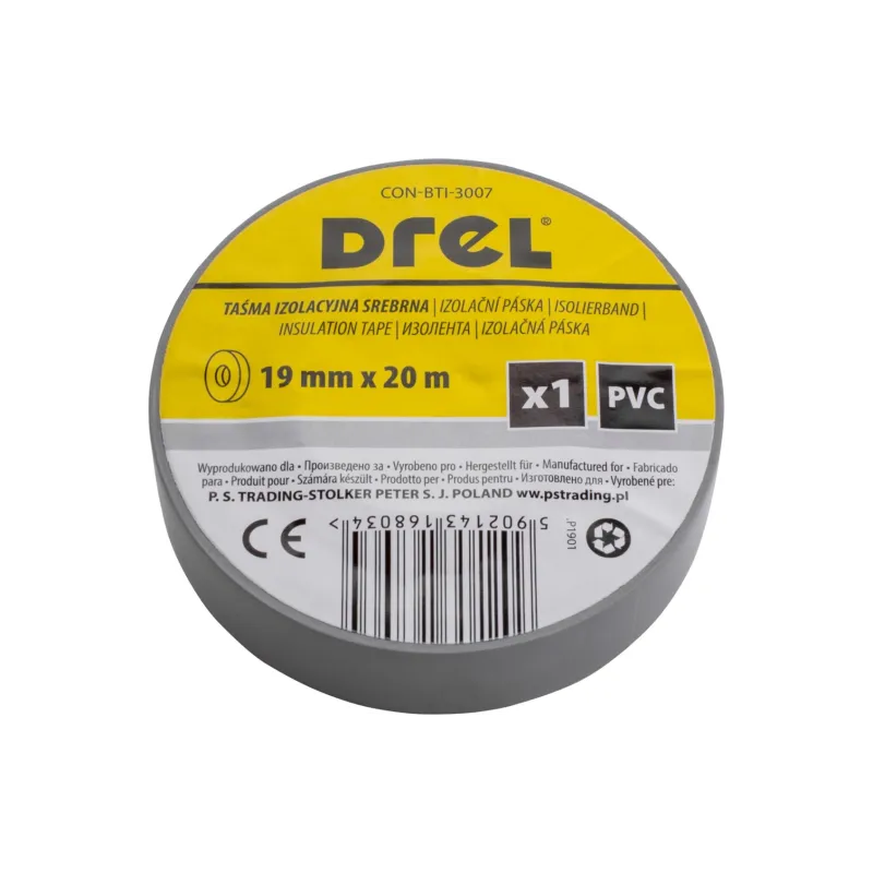 Taśma izolacyjna 0.18 x 19 mm, 20 m, srebrna