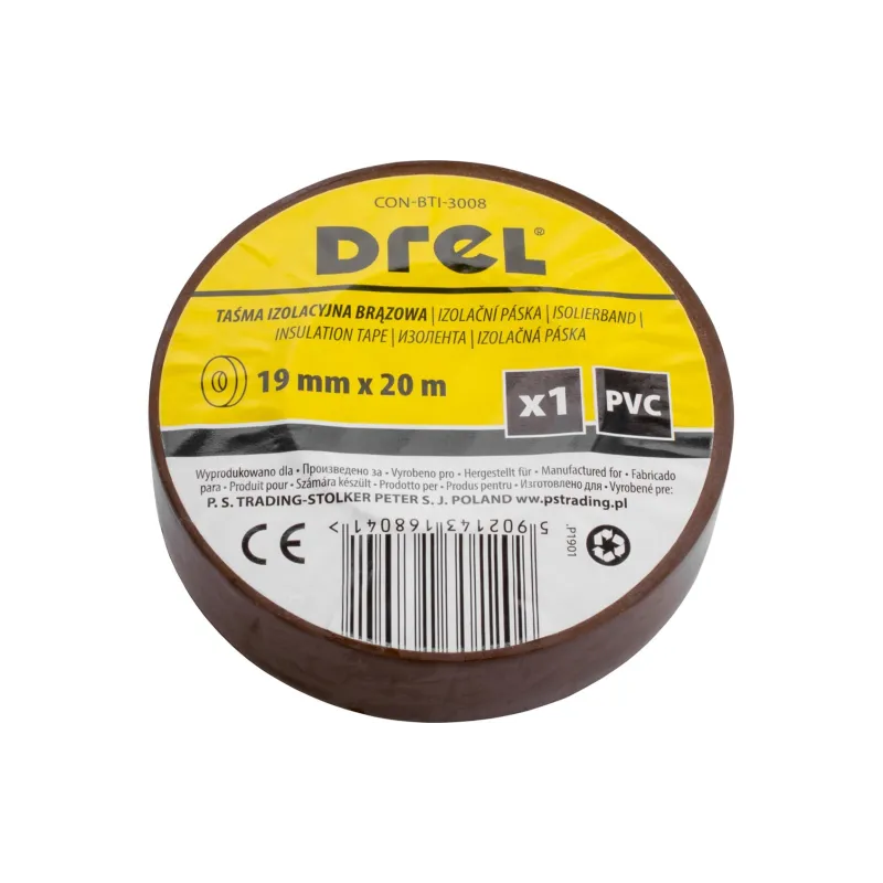 Taśma izolacyjna 0.18 x 19 mm, 20 m, brązowa