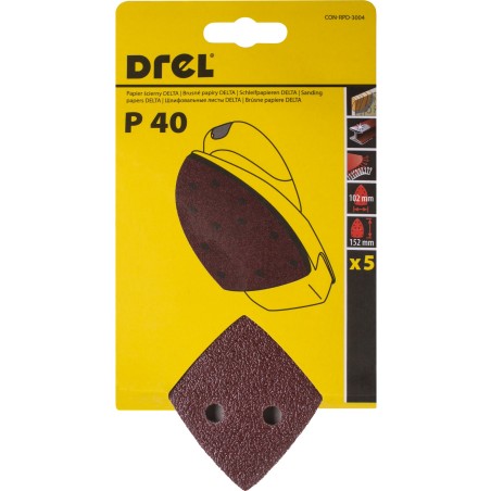 Papiery ścierne żelazko na rzep 102 x 152 mm, P40, 5 szt.