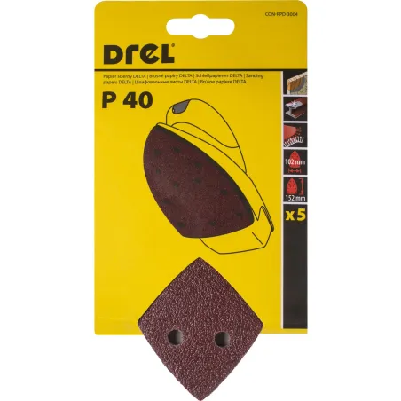 Papiery ścierne żelazko na rzep 102 x 152 mm, P40, 5 szt.