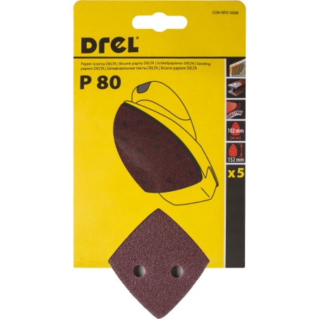Papiery ścierne żelazko na rzep 102 x 152 mm, P80, 5 szt.