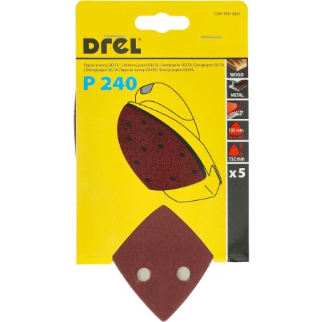 Papiery ścierne żelazko na rzep 102 x 152 mm, P240, 5 szt.