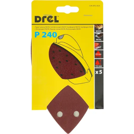 Papiery ścierne żelazko na rzep 102 x 152 mm, P240, 5 szt.