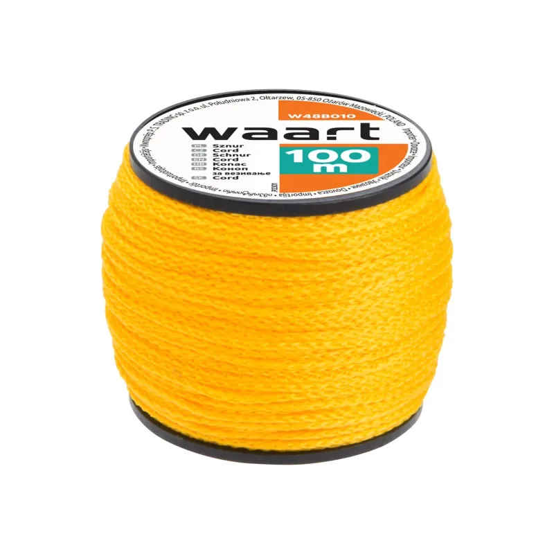 Sznur murarski 100 m, plecionka, żółty Sznur murarski 100 m, plecionka, żółty