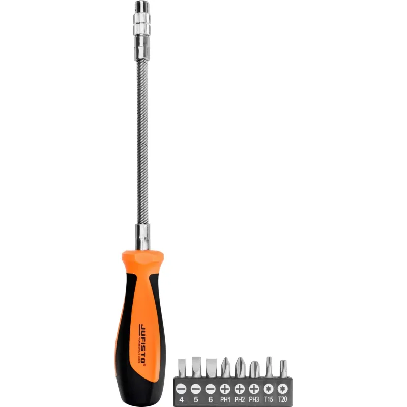 Zestaw wkrętak elastyczny z końcówkami wkrętakowymi, 9 szt. Zestaw wkrętak elastyczny z końcówkami wkrętakowymi, 9 szt.