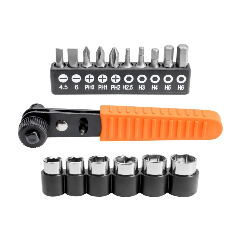 Zestaw końcówek wkrętakowych z grzechotką dwustronną, 17 szt. Zestaw końcówek wkrętakowych z grzechotką dwustronną, 17 szt.