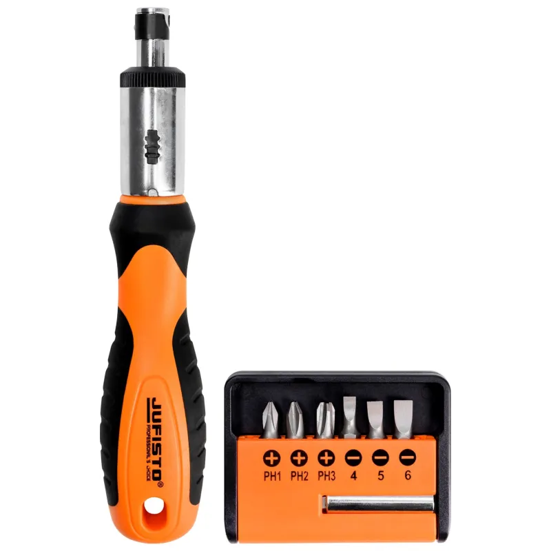 Zestaw wkrętak z grzechotką i końcówki wkrętakowe, 8 szt. Zestaw wkrętak z grzechotką i końcówki wkrętakowe, 8 szt.