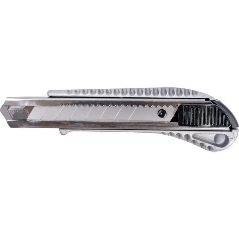 Nóż z ostrzem łamanym 18 mm, metalowy korpus.