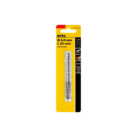 Wiertło do metalu 4.0 mm, uchwyt quick change Hex, szlifowane