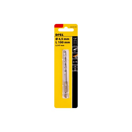 Wiertło do metalu 4.5 mm, uchwyt quick change Hex, szlifowane