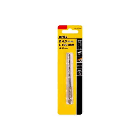 Wiertło do metalu 4.5 mm, uchwyt quick change Hex, szlifowane